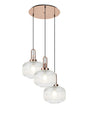 Allardyce 2m Round Pendant, 3 x E27, Copper/Matt Black With 30cm Pumpkin Shaped Ribbed Clear Glass