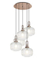 Allardyce 2.5m Round Pendant, 5 x E27, Copper/Matt Black With 30cm Pumpkin Shaped Ribbed Clear Glass