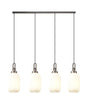 Allardyce Linear 4 Light Pendant With 20cm Tubular Ribbed Glass, Antique Silver/Matt Black Opal