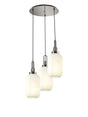 Allardyce Round 3 Light Pendant With 20cm Tubular Ribbed Glass, Polished Nickel/Matt Black Opal
