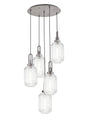 Allardyce Round 5 Light Pendant With 20cm Tubular Ribbed Glass, Aged Pewter/Matt Black Clear