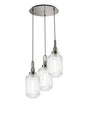 Allardyce Round 3 Light Pendant With 20cm Tubular Ribbed Glass, Polished Nickel/Matt Black Clear
