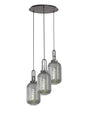 Allardyce Round 3 Light Pendant With 20cm Tubular Ribbed Glass, Aged Pewter/Matt Black Smoked