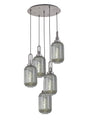 Allardyce Round 5 Light Pendant With 20cm Tubular Ribbed Glass, Aged Pewter/Matt Black Smoked