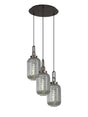 Allardyce Round 3 Light Pendant With 20cm Tubular Ribbed Glass, Antique Silver/Matt Black Smoked