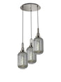 Allardyce Round 3 Light Pendant With 20cm Tubular Ribbed Glass, Polished Nickel/Matt Black Smoked