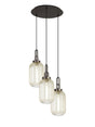 Allardyce Round 3 Light Pendant With 20cm Tubular Ribbed Glass, Antique Silver/Matt Black Champagne