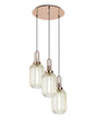 Allardyce Round 3 Light Pendant With 20cm Tubular Ribbed Glass, Copper/Matt Black Champagne