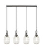 Allardyce Linear 4 Light Pendant With 20cm Almond Ribbed Glass, Aged Pewter/Matt Black Clear
