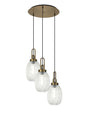 Allardyce Round 3 Light Pendant With 20cm Almond Ribbed Glass, Brass Gold/Matt Black Clear