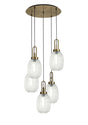 Allardyce Round 5 Light Pendant With 20cm Almond Ribbed Glass, Brass Gold/Matt Black Clear