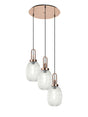 Allardyce Round 3 Light Pendant With 20cm Almond Ribbed Glass, Copper/Matt Black Clear