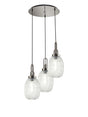 Allardyce Round 3 Light Pendant With 20cm Almond Ribbed Glass, Polished Nickel/Matt Black Clear