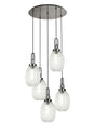 Allardyce Round 5 Light Pendant With 20cm Almond Ribbed Glass, Polished Nickel/Matt Black Clear