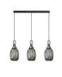 Allardyce Linear 3 Light Pendant With 20cm Almond Ribbed Glass, Aged Pewter/Matt Black Smoked