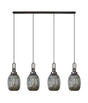 Allardyce Linear 4 Light Pendant With 20cm Almond Ribbed Glass, Aged Pewter/Matt Black Smoked