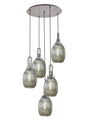 Allardyce Round 5 Light Pendant With 20cm Almond Ribbed Glass, Aged Pewter/Matt Black Smoked