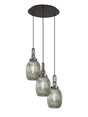 Allardyce Round 3 Light Pendant With 20cm Almond Ribbed Glass, Antique Silver/Matt Black Smoked