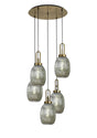 Allardyce Round 5 Light Pendant With 20cm Almond Ribbed Glass, Brass Gold/Matt Black Smoked