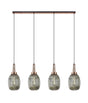 Allardyce Linear 4 Light Pendant With 20cm Almond Ribbed Glass, Copper/Matt Black Smoked
