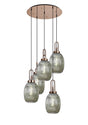 Allardyce Round 5 Light Pendant With 20cm Almond Ribbed Glass, Copper/Matt Black Smoked