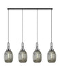 Allardyce Linear 4 Light Pendant With 20cm Almond Ribbed Glass, Polished Nickel/Matt Black Smoked