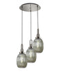 Allardyce Round 3 Light Pendant With 20cm Almond Ribbed Glass, Polished Nickel/Matt Black Smoked