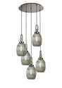 Allardyce Round 5 Light Pendant With 20cm Almond Ribbed Glass, Polished Nickel/Matt Black Smoked