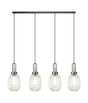 Allardyce Linear 4 Light Pendant With 20cm Almond Ribbed Glass, Antique Silver/Matt Black Champagne