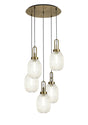 Allardyce Round 5 Light Pendant With 20cm Almond Ribbed Glass, Brass Gold/Matt Black Champagne