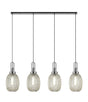 Allardyce Linear 4 Light Pendant With 20cm Almond Ribbed Glass, Polished Nickel/Matt Black Champagne