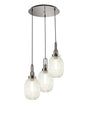 Allardyce Round 3 Light Pendant With 20cm Almond Ribbed Glass, Polished Nickel/Matt Black Champagne