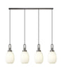 Allardyce Linear 4 Light Pendant With 20cm Almond Ribbed Glass, Antique Silver/Matt Black Opal