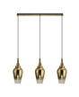 Allardyce Linear 3 Light Pendant E27 With 23cm Pear Glass, Brass Gold/Clear Brass Gold/Matt Black