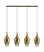 Allardyce Linear 4 Light Pendant E27 With 23cm Pear Glass, Brass Gold/Clear Brass Gold/Matt Black
