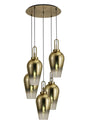 Allardyce Round 5 Light Pendant With 23cm Pear Glass, Brass Gold/Matt Black Brass Gold/Clear