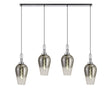 Allardyce Linear 4 Light Pendant E27 With 23cm Pear Glass, Smoked/Clear Polished Nickel/Matt Black