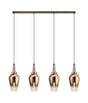 Allardyce Linear 4 Light Pendant E27 With 23cm Pear Glass, Copper/Clear Copper/Matt Black