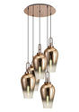 Allardyce Round 5 Light Pendant With 23cm Pear Glass, Copper/Matt Black Copper/Clear