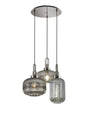 Allardyce 2m Round Pendant 3 x E27 With Various Glasses, Polished Nickel/Smoked/Matt Black