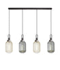 Allardyce Linear Pendant 4 x E27 With 20cm Tubular Ribbed Glass, Aged Pewter/Champagne/Smoked/Matt Black