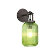 Allardyce Wall Light Switched, 1 x E27, Aged Pewter With 14cm Tubular Ribbed Glass, Green