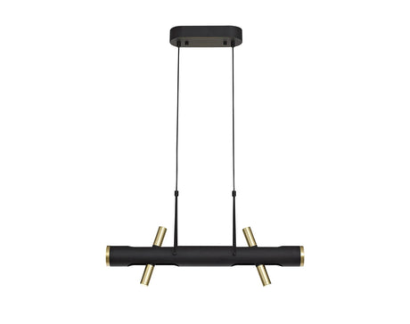 Almond Linear Pendant , 4 x 2W LED, 3000K, Sand Black, Gold
