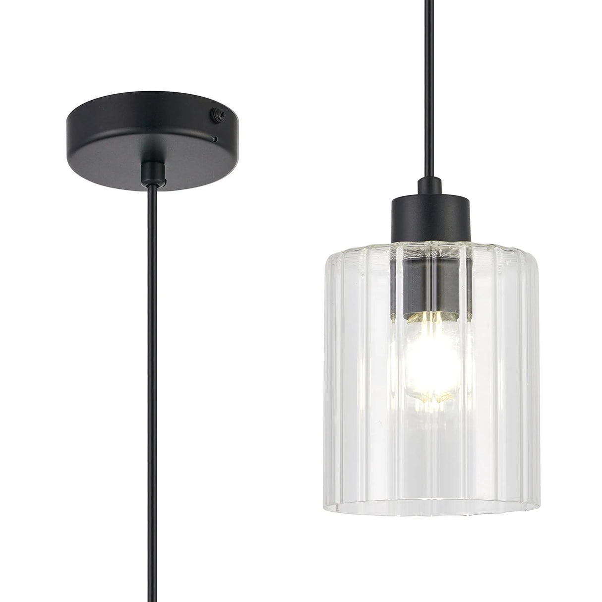 Altidore Pendant, 1 x E14, IP44, Satin Black/Clear Glass