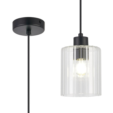 Altidore Pendant, 1 x E14, IP44, Satin Black/Clear Glass