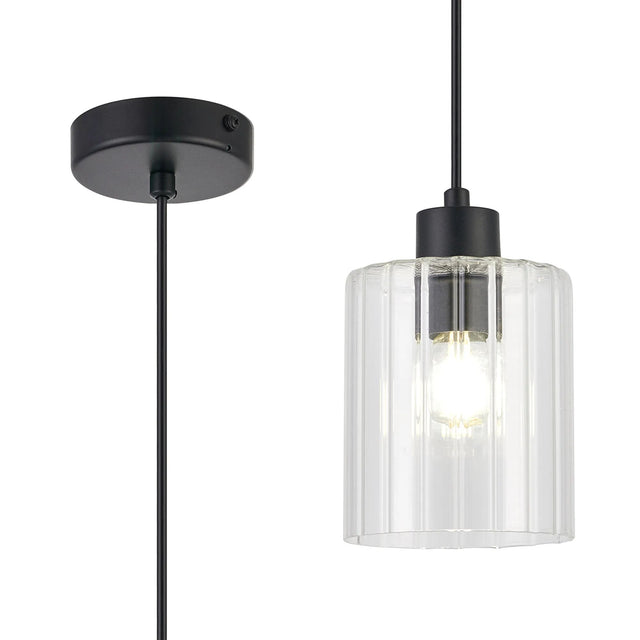 Altidore Pendant, 1 x E14, IP44, Satin Black/Clear Glass