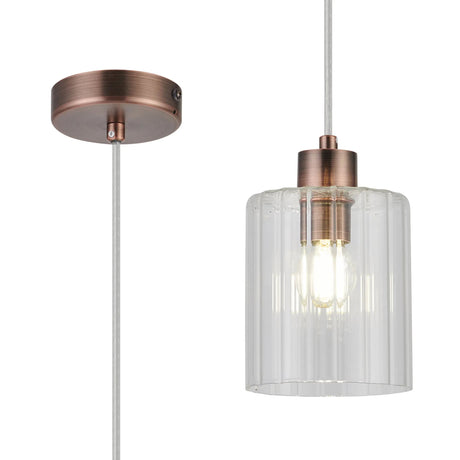 Altidore Pendant, 1 x E14, IP44, Bronze/Clear Glass