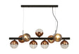 Armfield Linear Pendant, 9 x G9, Satin Black/Copper/Clear Two-Tone Round Spiral Glass (A)