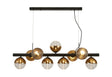 Armfield Linear Pendant, 9 x G9, Satin Black/Gold/Clear Two-Tone Round Spiral Glass (A)
