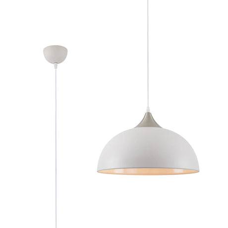 Arnott 38cm Small Pendant, 1 x E27, Sand White/Satin Nickel